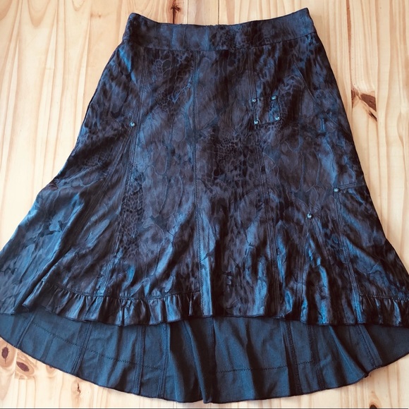 Simon Chang Brown Animal Print 4 Skirt Fit Arriere Back Contrast - Picture 2 of 15